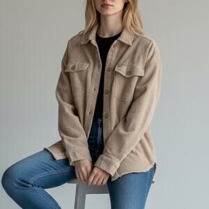 Baltic Born Beige Button-Down Shirt Jacket